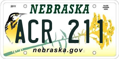 NE license plate ACR211