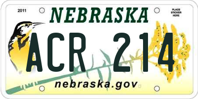 NE license plate ACR214