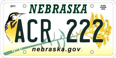 NE license plate ACR222
