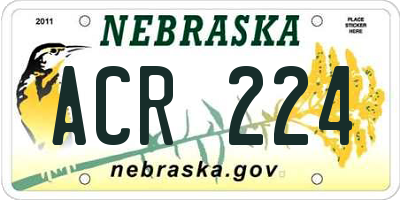 NE license plate ACR224