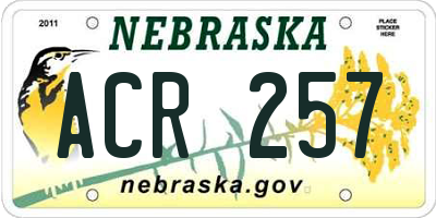 NE license plate ACR257