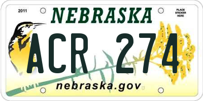 NE license plate ACR274