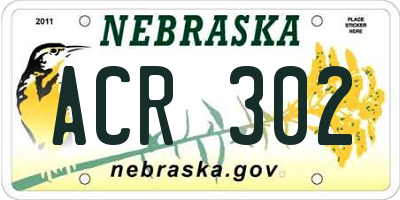 NE license plate ACR302
