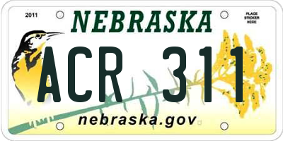 NE license plate ACR311