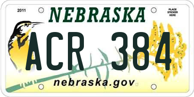 NE license plate ACR384