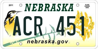 NE license plate ACR451
