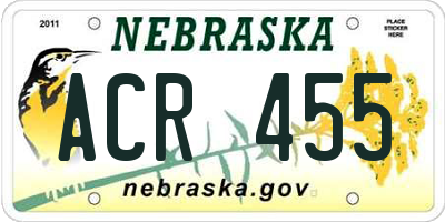 NE license plate ACR455