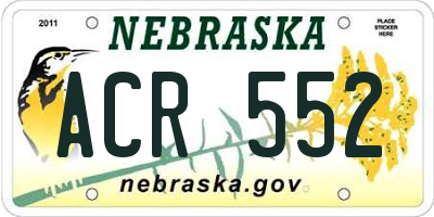 NE license plate ACR552