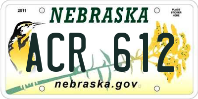 NE license plate ACR612