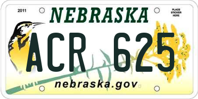NE license plate ACR625