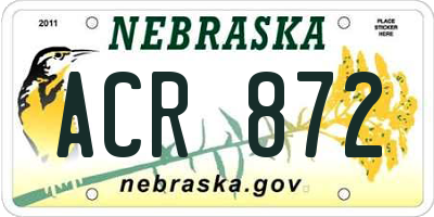 NE license plate ACR872