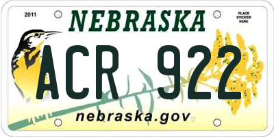NE license plate ACR922