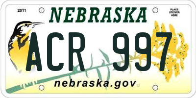 NE license plate ACR997