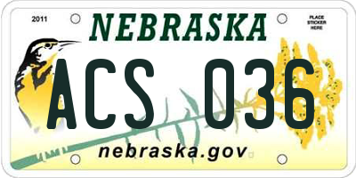 NE license plate ACS036