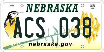 NE license plate ACS038