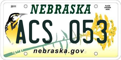 NE license plate ACS053
