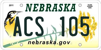 NE license plate ACS105