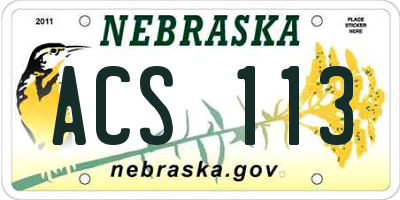NE license plate ACS113
