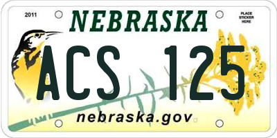 NE license plate ACS125