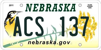 NE license plate ACS137