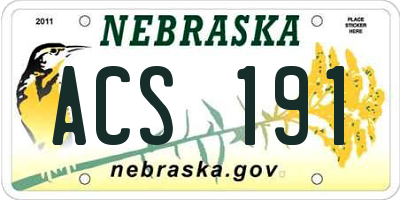 NE license plate ACS191