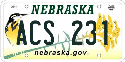 NE license plate ACS231