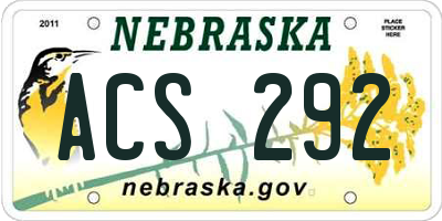 NE license plate ACS292