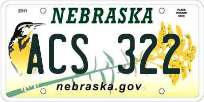NE license plate ACS322