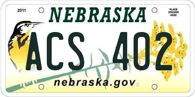 NE license plate ACS402