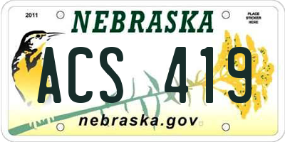NE license plate ACS419