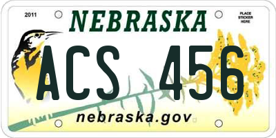 NE license plate ACS456