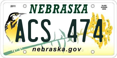 NE license plate ACS474