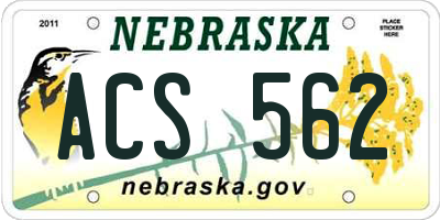 NE license plate ACS562
