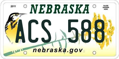 NE license plate ACS588