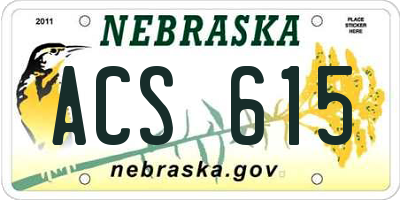 NE license plate ACS615