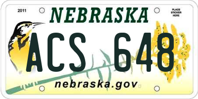 NE license plate ACS648