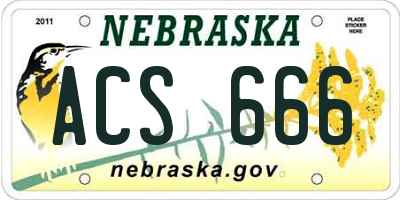 NE license plate ACS666