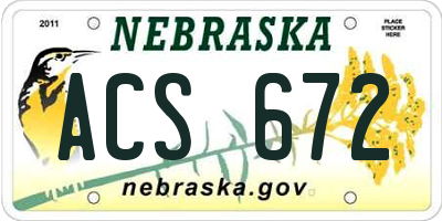 NE license plate ACS672