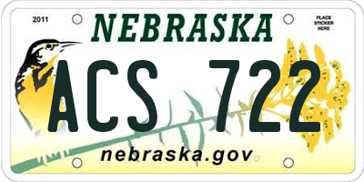 NE license plate ACS722