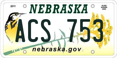 NE license plate ACS753