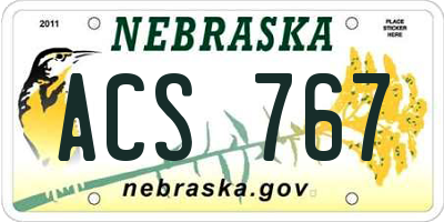NE license plate ACS767