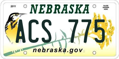 NE license plate ACS775