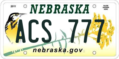 NE license plate ACS777