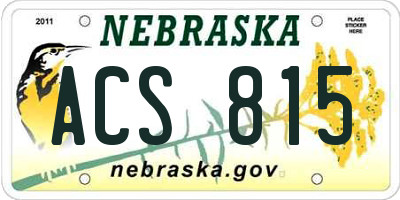 NE license plate ACS815