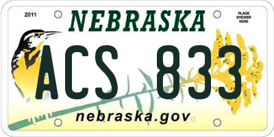 NE license plate ACS833