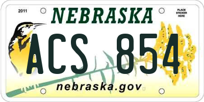 NE license plate ACS854
