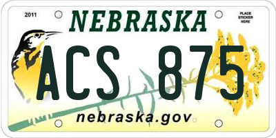 NE license plate ACS875