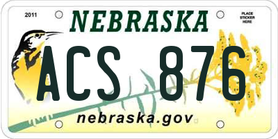 NE license plate ACS876