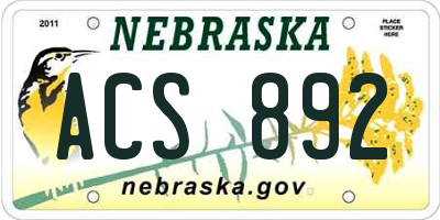 NE license plate ACS892