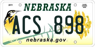 NE license plate ACS898